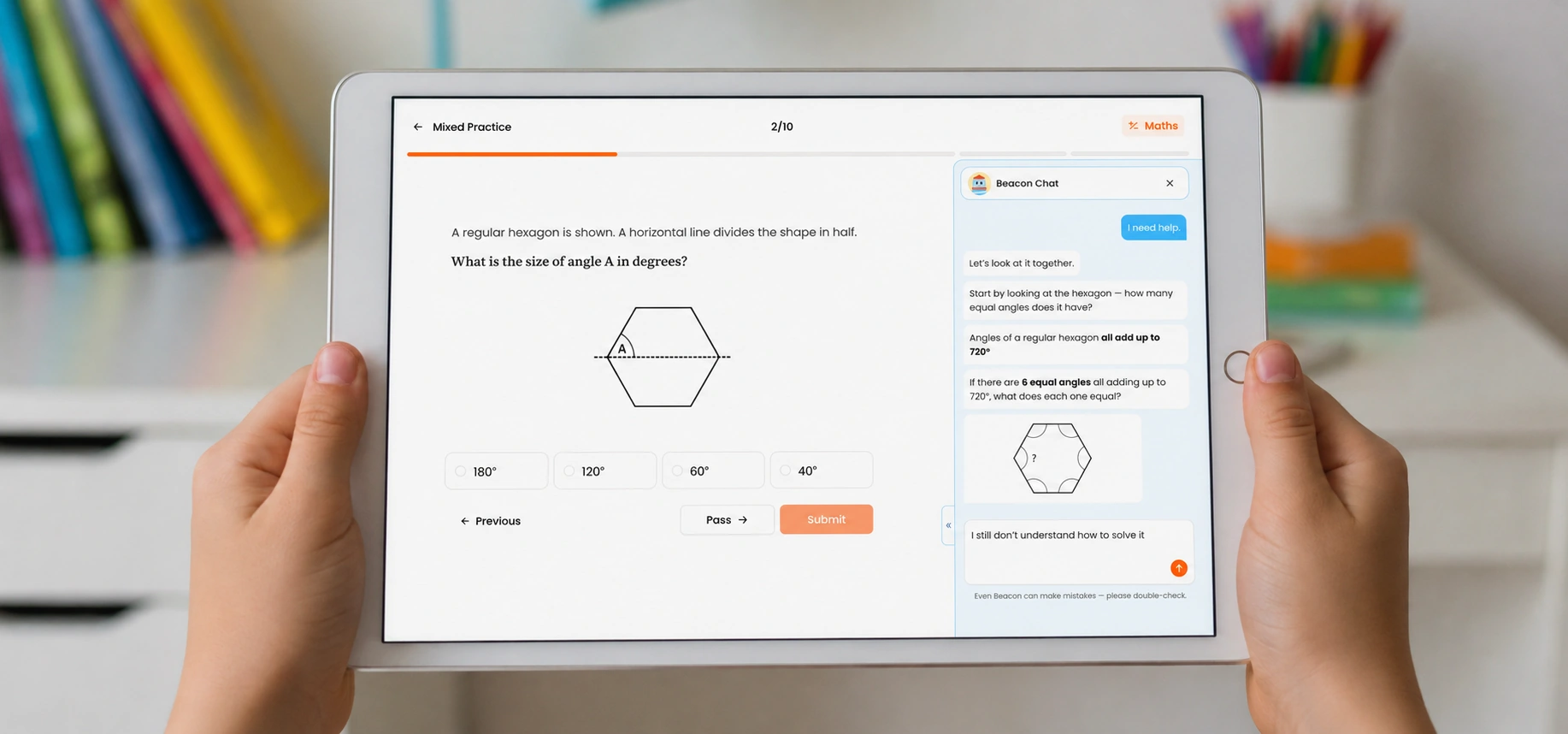 A daily practice question in Exam Beacon, shown on a tablet